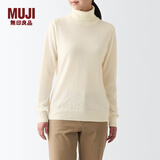 无印良品（MUJI）女式 颈部使用了棉的 可水洗高领毛衣 长袖打底针织衫 BAG15A2A 米白色 L (165/88A)
