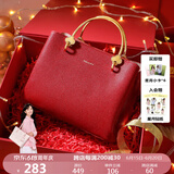 纽芝兰（NUCELLE）包包女款2025年凯莉包红色娘婚包大容量手提单肩斜挎包生日礼物