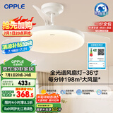欧普（OPPLE）全光谱36寸风扇灯遥控一体LEDRa98餐厅卧室吊灯冰风白1级能效