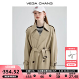 VEGA CHANG风衣外套女2025年春秋新款中长款高级感纯色大衣 摩卡棕 L