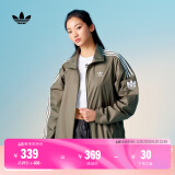 adidas情侣款复古风梭织立领夹克外套男女阿迪达斯官方三叶草 岩层橄榄绿 L