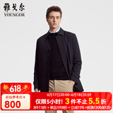 雅戈尔（YOUNGOR）风衣男翻领长款羽绒风衣聚酯纤维可脱卸羽绒内胆 VEYF429948ABA黑色 175/96A