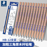 施德楼（STAEDTLER）HB铅笔 加粗三角原木杆小学生考试涂卡一二年级美术素描绘图笔学生礼物开学必备12支/盒119N-HB