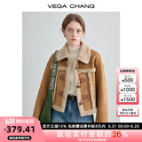 VEGA CHANG皮毛一体短外套女2024年秋冬宽松显瘦旷野美拉德毛绒保暖夹克外套 布朗棕（短款） M