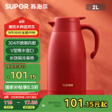苏泊尔（SUPOR）家用真空保温瓶暖水壶瓶大容量热开水瓶壶304不锈钢2.0L胭脂红