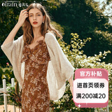 Olrain欧芮儿蝙蝠袖针织开衫春季宽松慵懒薄款毛衣披肩外搭 杏色 L