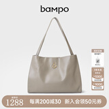 半坡饰族（bampo）【李梦同款】女包包新款福瑞方方包头层牛皮大容量轻奢单肩斜挎包 浅灰白【大包大容量升级】