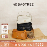 BAGTREE【明星同款】包包树奶盒包植鞣牛皮新款轻奢品牌单肩斜挎Hobo女包 檀黑色-小号【双磁吸款】 高级小众