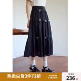 独束大码女装优雅芭蕾风半身裙夏装新款抽褶裙摆蓬松减龄浪漫裙子 黑天鹅 L (尺码：2)