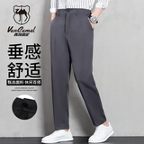 西域骆驼（VANCAMEL）休闲裤男修身直筒潮流商务西装裤男士百搭男裤 深灰  L 