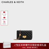 CHARLES&KEITH经典菱格链条小方单肩斜挎包包女包生日520礼物CK2-70160131 Black黑色 小包