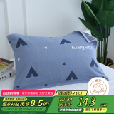 艾薇 纯棉枕巾一个加大三层夹棉枕芯儿童枕头巾 风雅浅蓝 50*80cm