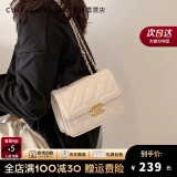 CinvaiKrose【克拉拉同款】官网包包女包2025新款斜挎包单肩包女士菱格链条包 菱格白CK女包生日礼物送女友