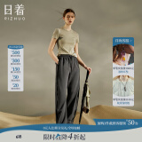 日着设计师女装2025春季新款运动休闲宽松显瘦高级窄版直筒长裤子 灰色 S