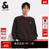 杰克·琼斯（JACK&JONES）秋季新款男装潮流毛衣oversized刺绣上衣毛衫舒适百搭纯色针织衫 E44 黑砂色 XS 165