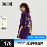 英克斯（inxx）【inxxstreet】明星同款走秀款夏季新宽松休闲立体绣花短袖T恤白 紫色 S