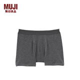 无印良品 MUJI 男式 罗纹编织 前开口平角内裤 炭灰色 L