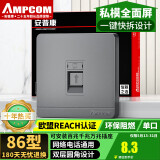 安普康（AMPCOM）网络面板 单口六类RJ45全面屏七类八类网线模块插座 86型RJ11电话一位电脑网口信息母座AM8601GY