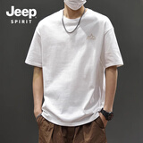 JEEP SPIRIT吉普纯棉男士短袖t恤夏季山系复古休闲男款半袖220G重磅宽松体恤