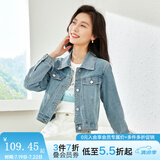 梵希蔓高腰茄克复古牛仔夹克外套女2025春秋新款宽松百搭开衫上衣 70672 浅牛仔蓝色 M