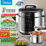 美的（Midea）0涂层电压力锅家用5L双胆健康无水焗米饭锅加深不锈钢胆电锅少盐提鲜煲汤炖肉煮饭高压锅E5915G