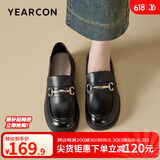 意尔康女鞋 真皮乐福鞋女士单鞋新款平底女式鞋子英伦风jk小皮鞋 黑色-A款 尺码偏大，建议拍小一码 36
