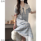 恋的连衣裙夏季2025新款法式长裙学生少女小个子高中初中女生夏天裙子 上衣+半身裙一套 均码 (可备注码数)