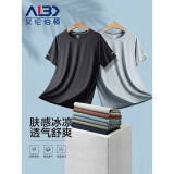 艾伦伯顿（Alen Botun） 运动短袖t恤男夏季吸汗衣宽松跑步女速干衣服健身服凉感冰丝上衣 黑色【冰丝 透气】 M (170-175CM)