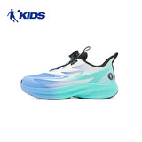 乔丹男童跑步鞋大童旋钮扣运动鞋子【轻速2.0】童鞋 冰月蓝-初音绿35