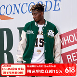 准者棒球服外套男装2025春夏新款美式复古PU皮袖休闲宽松运动夹克开衫 青瓷绿【常规款】 L