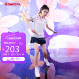 kawasaki川崎羽毛球服女款速干T恤运动短裙繁花似锦套装A2808 霜白 2XL 