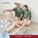 Calvin Klein Jeans夏季男女情侣中性摩登霓虹ck印花休闲圆领短袖T恤J318289 LDT-绿色 L （推荐150-165斤）