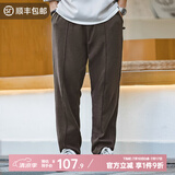 马登工装重磅针织卫裤锥形裤运动灰色日系复古垂感休闲长裤松紧腰男春 咖啡色 XL