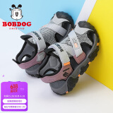 巴布豆（BOBDOG）童鞋男童包头沙滩鞋夏季软底时尚儿童凉鞋 105532008 浅麻灰/黑29