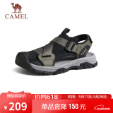 骆驼（CAMEL）户外休闲魔术贴包头洞洞沙滩运动凉鞋男 G14M076677 曙光绿/黑 42