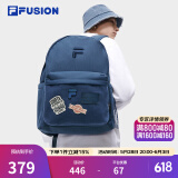 斐乐（FILA）FUSION潮牌背包情侣款双肩包女士包包大容量电脑包男士休闲书包 灰深蓝-DB XS