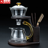 正扬懒人泡茶神器玻璃自动茶具套装家用磁吸整套功夫茶杯茶壶三件套盘 自动(楼阁)-单主机