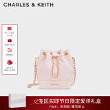 CHARLES&KEITH绗缝菱格链条水桶包双肩包包女包女友生日礼物CK2-10701506 Light Pink浅粉色 M