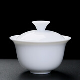 墨坛白瓷盖碗家用不烫手泡茶碗羊脂玉瓷三才盖碗茶叶店审评可印刷logo 白瓷二才盖碗（110ml）
