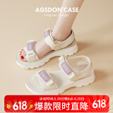 奥古狮登（Agsdon）运动凉鞋女夏季百搭魔术贴凉鞋女厚底轻便沙滩鞋 322039 米紫 39