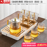 正扬玻璃茶具套装家用日式功夫简约整套茶盘小办公泡茶壶茶杯透明过滤 雅致壶+6龙纹黄+杯架+长条白