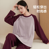 顶瓜瓜顶呱呱睡衣女冬绒质可外穿情侣居家服套装女轻影紫撞落苏紫 L 165