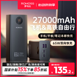 罗马仕充电宝27000毫安时大容量65W大功率快充移动户外储能电源智能屏显 适用于苹果小米华为手机笔记本