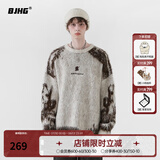 BJHG张耀同款不计后果慵懒废土风美式复古毛衣外套男美拉德情侣针织衫 炭烧奶茶 S （140斤以下）