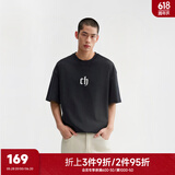 CHINISM  CH赤尘美式简约凉感短袖t恤男士夏季潮牌宽松休闲半袖情侣上衣 黑色 L