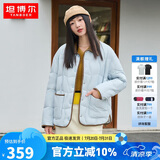 坦博尔羽绒服女短款翻领韩版宽松女士灯芯绒外套TD236266 海盐蓝 155 
