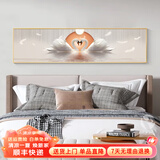 墨派卧室装饰画床头挂画现代简约轻奢酒店墙画客厅背景墙主卧房间壁画 恩爱天鹅 160x50cm适合1.8米床晶瓷镶钻画