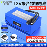 德力普（Delipow）12v锂电池大容量锂离子聚合物锂电池带显示屏移动电源24V可充电太阳能灯音响监控设备防蜂服led灯 12V10000毫安【带显示器+送2A充电器】 支持定制各种形状、电压、容量