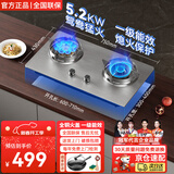 樱花雪燃气灶天然气液化气家用台式嵌入式翻盖煤气灶双灶5.2KW定时不锈钢聚能猛火灶具炉灶 【加厚不锈钢】5.2KW鸳鸯左猛火 天然气