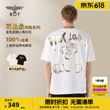 BOY LONDON【范丞丞同款】夏季短袖情侣小熊涂鸦满印潮牌T恤N01019 白色 M 此款偏大，建议拍小一码